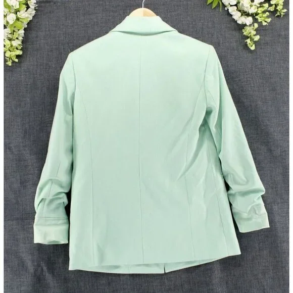ALICE + OLIVIA Women's Justine Roll Cuff Blazer Mint Green Sz XS - Picture 3 of 10